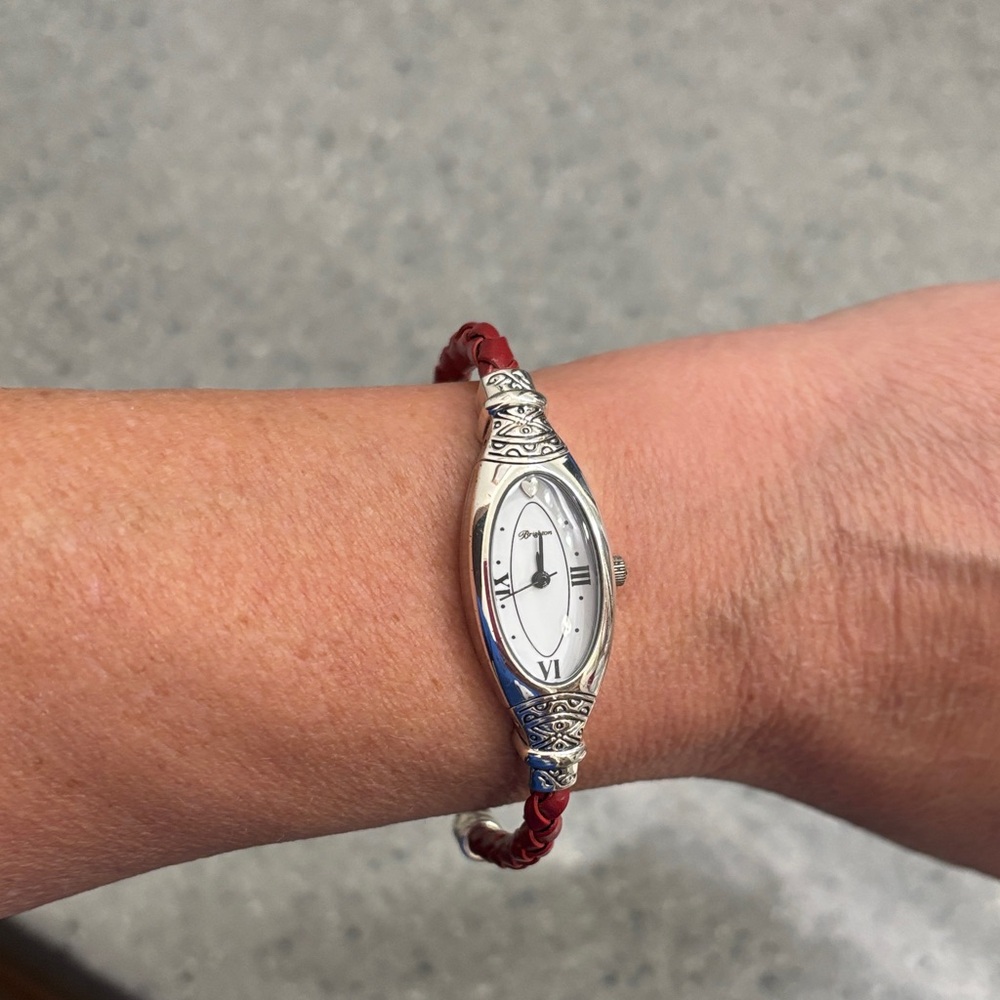 Brighton Intricate Silver Watch with Deep Red Band - Picture 1 of 5